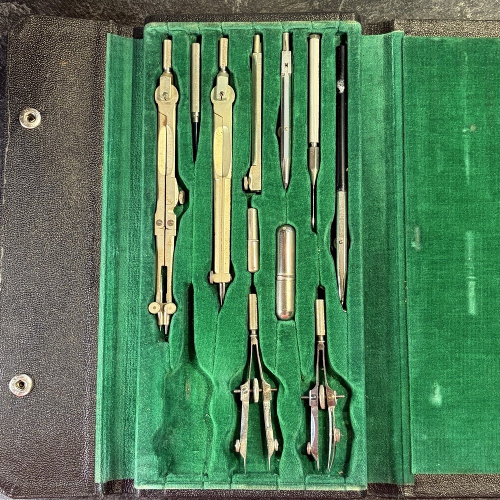 Vintage‎ Doric K&E Favorite Drafting Tool Compass Set W Case N9526C Germany READ